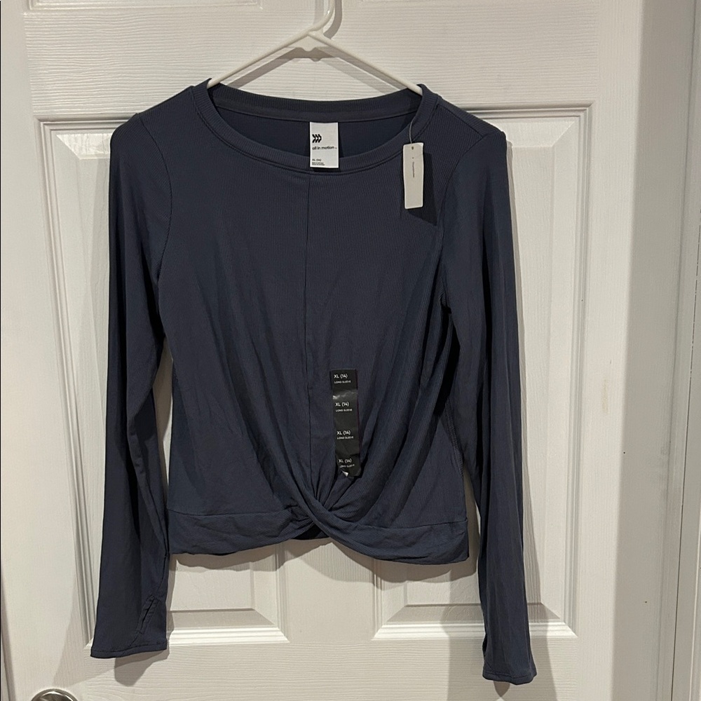 All in Motion Dark Blue Long Sleeve Twist Tee